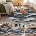 thumbnail image 5 of Round Rugs 3Ft, Black Grey Ombre Round Area Rug Washable Indoor Throw Carpet, Modern Moire Aesthetics Geometric Abstract Small Non Slip Circle Rug for Bedroom Living Room Home Decor Aesthetic, 5 of 8