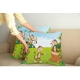 thumbnail image 2 of Ambesonne Cartoon Throw Pillow Cover 2 Pack, Print 3 Monkeys Savannah, 20", Pale Blue Brown and Green, 2 of 7