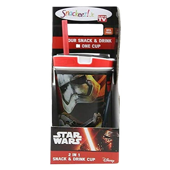 Star Wars 7 Snackeez Jr. - Boisson de Soldat de Tempête et une Collation Préférée Tout dans une Main (Tasse Noire avec Bord Rouge)