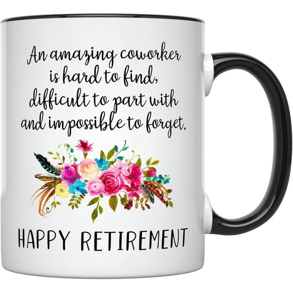 YouNique Designs Retirement Mug for Women, 11 Ounces, Female Retirement Coffee Mug, Retired Cup for Women, Happy Retirement Mug for Coworker (White)