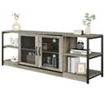 thumbnail image 2 of M optimized Farmhouse TV Stand for 75/80 Inch TVs, Industrial Entertainment Center with Double Mesh Doors and Storage Cabinet, Rustic Media Console Table for Living Room, Grey, 2 of 9