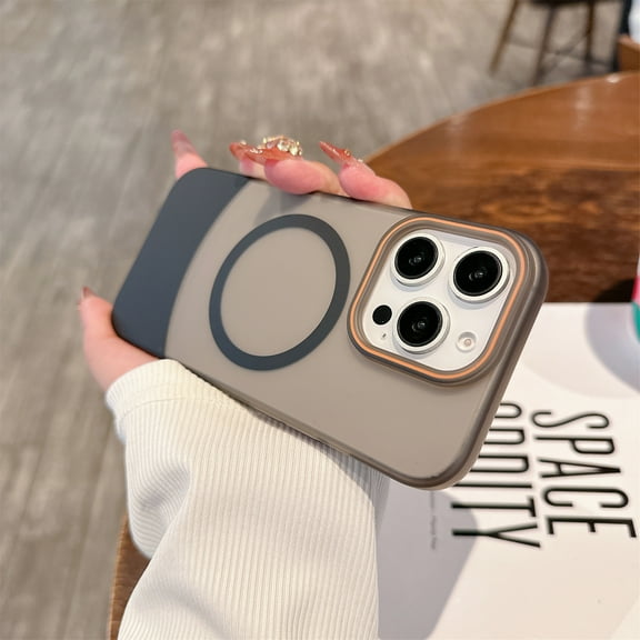 for iPhone 16 Pro Case Magnetic Phone Case Compatible with MagSafe, Soft TPU Bumper Hard Translucent Matte Back Slim Fit Shockproof Protective Case Cover for Men Women Girls - Black