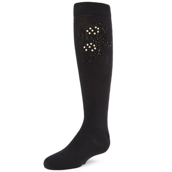 MeMoi Rhinestone Knee High Socks for Girls, Sparkle Socks by MeMoi 4 / Black