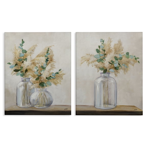 Stupell Industries Pampas Eucalyptus Bouquet Plants & Flowers Painting Wrapped Canvas Art Print Wall Art, 16 x 20, Set of 2