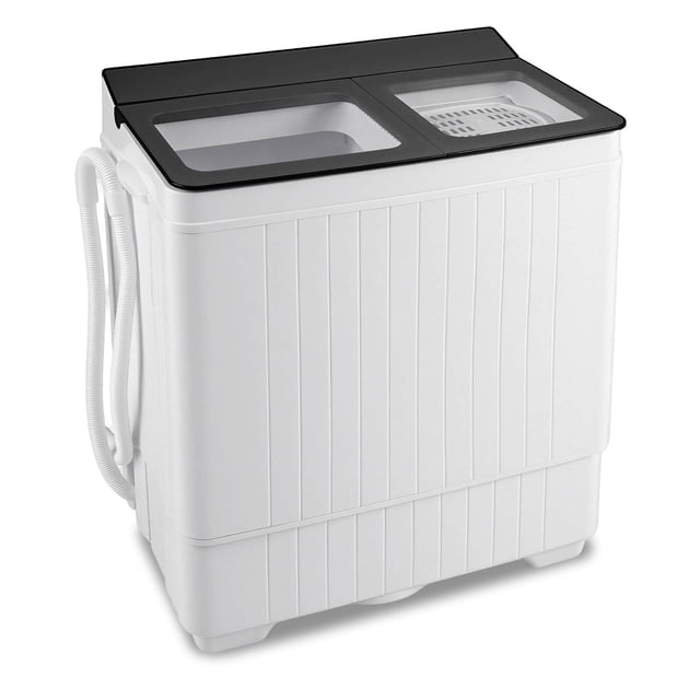 Costway Machine à Laver Portable avec Laveuse de 18 Lb, Combo Essoreuse de 8 Lb, Laveuse à Double Cuve, Gris et Blanc