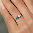 thumbnail image 4 of Gem Stone King 18K Rose Gold Plated Silver Fashion Right-Hand Ring Set with Heart Shape London Blue Topaz and Moissanite (1.05 Cttw, Size 9), 4 of 6