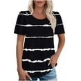 thumbnail image 1 of Plebaso Hauts à Œillets pour Femmes Manches Courtes Rayées T-Shirts Décontractés Col Rond Mode Blouses d'Été, 1 of 6
