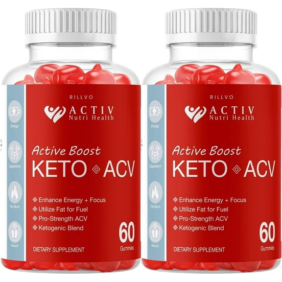 2 Pack Activ Boost Keto ACV Gummies - Advanced Formula Active Boost Keto Gummies with Apple Cider Vinegar 120 Gummies