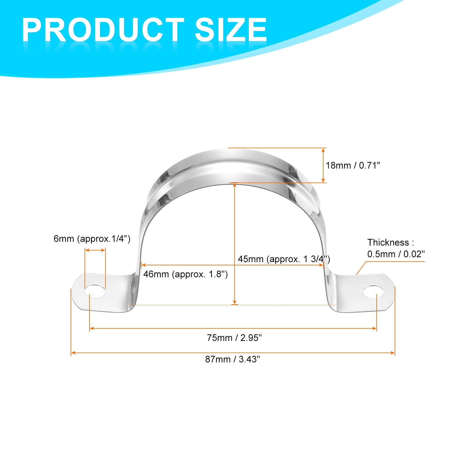 Uxcell 50pcs 1 3/4-Inch 45mm Conduit Clamps M45 U Tube Pipe Clamp Stainless Steel Rigid Pipe Strap Bracket