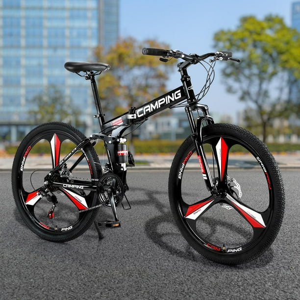 Zimtown 26 Folding Mountain Bike, 21 Speed, Black - Walmart