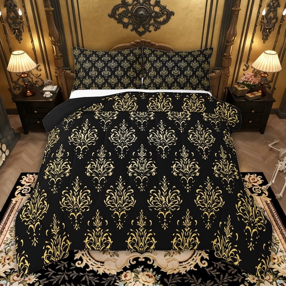 Castle Fairy Kids Luxury Vintage Damask Twin Comforter Sets,Bohemian Floral Bedding Set