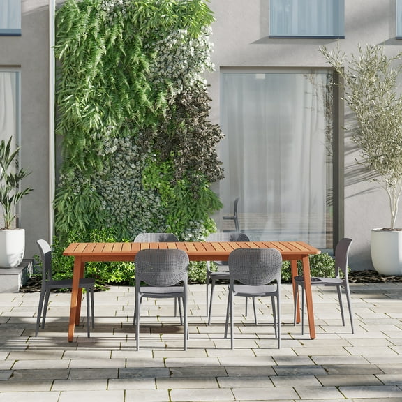 Amazonia Volemdan 7- Piece Eucalyptus Wood Outdoor Dining Set Gray
