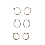 Time and Tru Trio Gold and Silver-Tone Hoop Earrings Set, 3-Piece