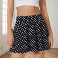 thumbnail image 2 of oqasdz Stretch Flare Skater Mini Skirts for Women with Polka Dot Pattern Pleated Versatile Everyday Comfortable Elastic Waist Casual Wear, 2 of 4