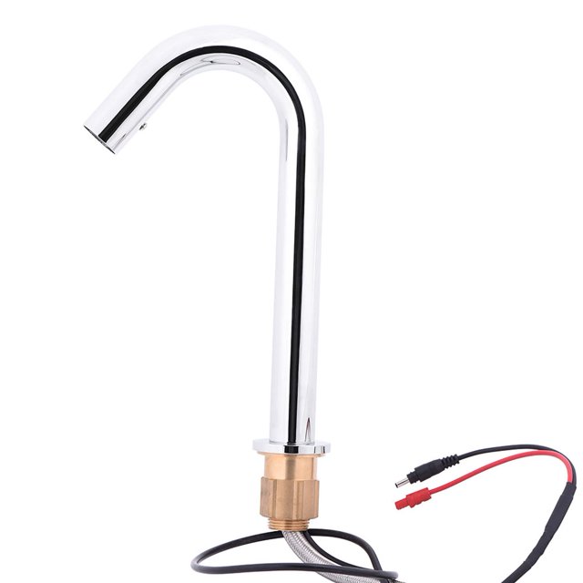 Grifo para baño sin contacto, ligero, marca Lychee, con sensor automático de movimiento, deck en forma de codo, acabado cromado. adaptadores de 3/8" y 1/2" y 3 mangueras.