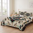 thumbnail image 2 of King Quilt Set 96''x106'', Boho Red Teal Brown Lightweight Summer Bedspread Coverlet Set with 2 Pillow Shams, Southwestern Country Geometric Breathable All Season Quilt Bedding for Bedroom/Guest Room, 2 of 9
