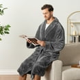 thumbnail image 5 of PAVILIA Mens Soft Robe, Plush Fluffy Fleece Bathrobe for Men, Long Sherpa Spa Robe with Shawl Collar (Grey,L/XL), 5 of 9