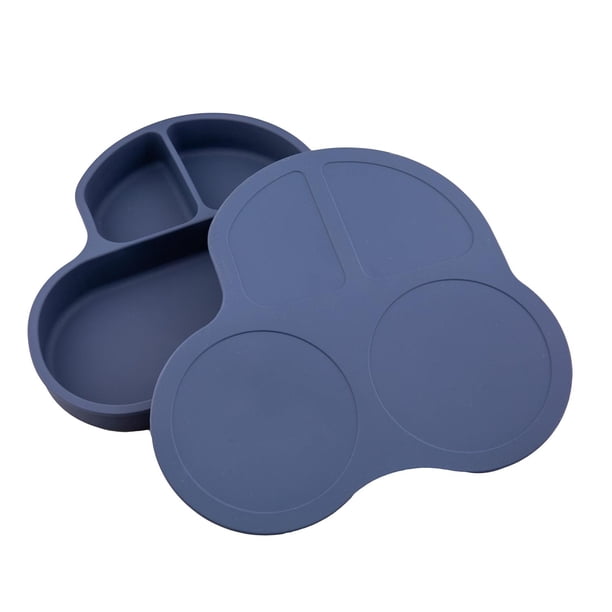 Plato con Divisiones PAPU BABY Azul Marino de Silicón con Succión para Bebés 2 Piezas