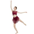 thumbnail image 5 of IBTOM CASTLE Women Lyrical Dance Dress Tank Bodysuit Cut Out Front Ballet Leotard Morden Contemporary Dancewear XL Wine Red, 5 of 8