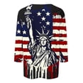 thumbnail image 5 of Lindreshi 4th of July Shirts Women Women's Independence Day Fashion Printed Round Neck 3/4 Sleeve T-Shirt Top, 5 of 5