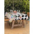 thumbnail image 2 of Easter Outdoor Tablecloth - 60x120 Inch Rectangle Dining Table Cover, Spring Bunny Feet Flowers Eggs Black Buffalo Plaid Waterproof Outdoor Table Cloth with Umbrella Hole & Zipper for Picnic/Patio, 2 of 7