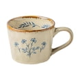 thumbnail image 1 of Taza de café de cerámica de 385 ml con asa antideslizante, vajilla elegante y versátil. Flor azul, 1 of 9