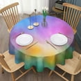 thumbnail image 3 of Rainbow Tie Dye Cloud Pattern Round Tablecloth 60"x60",Wrinkle Wipeable Table Cloth for Kitchen Dining Room Picnic Patio Party, 3 of 6