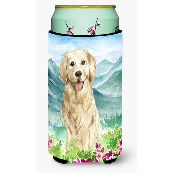 Carolines Treasures CK2536TBC Mountain Flowers Golden Retriever Tall Boy Beverage Insulator Hugger Tall Boy multicolor