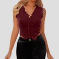 thumbnail image 2 of RMGVDSD Womens Fashion Tops Women's Lace Trimmed Fitted Back Button Tank Top Stylish Elegant Trendy T Shirts Blouses, 2 of 5