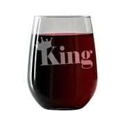 Funny Wine Glass King | Stemless Wine Glass 17oz | Free wine/food pairing card
