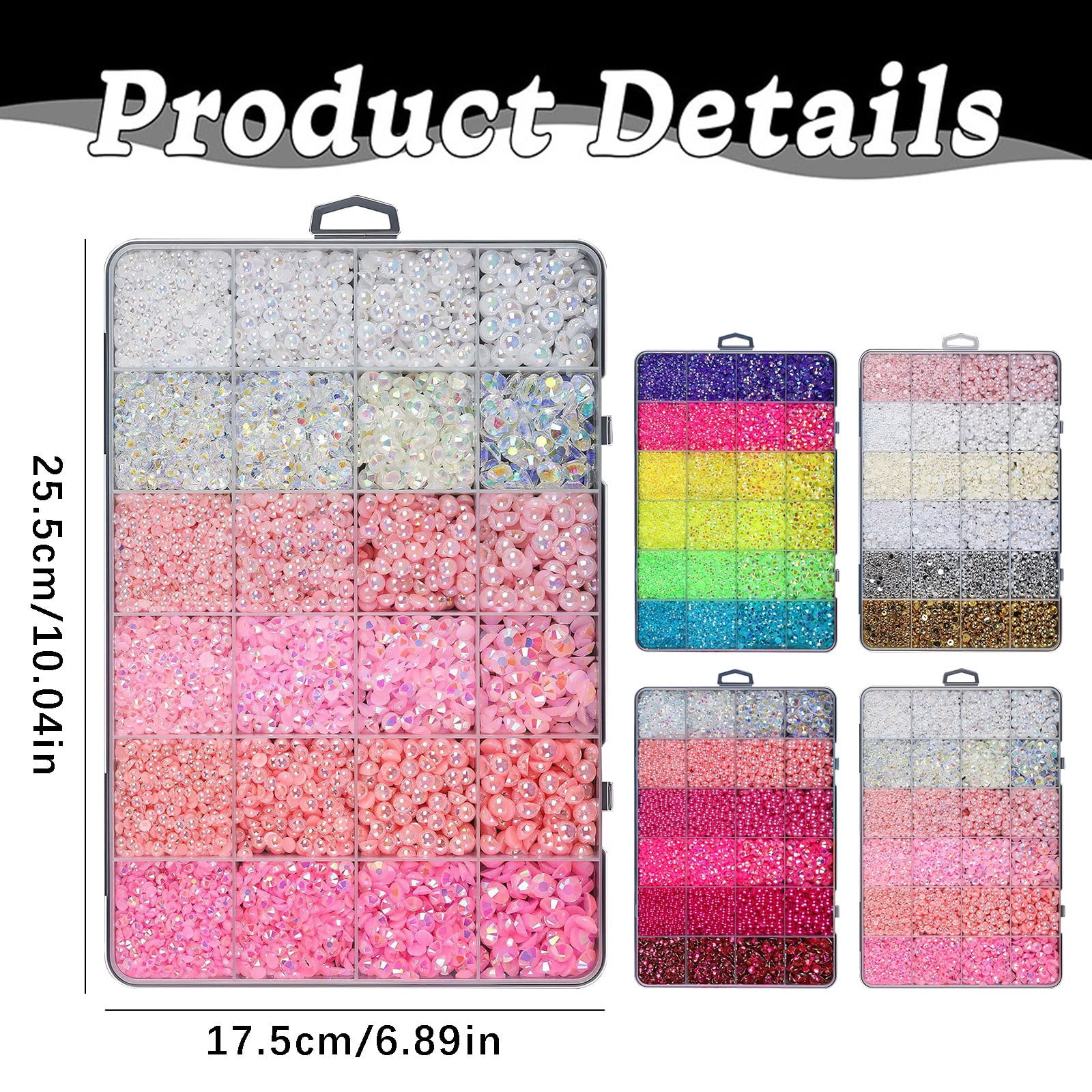 ZTTD 10000Pcs Flatback Pearls with Glue Kit for Bedazzling Crafts Crafting Shoes Nail Art Decoration, Mixed Sizes 3mm 4mm 5mm 6mm Half Round Flat Back Pearls Beads Set