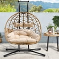 thumbnail image 4 of FKS LIFE Double Egg Chair Swing Chair Hammock Outdoor Patio Furniture Hanging Loveseat with Stand, 4 of 7