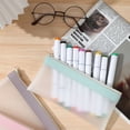thumbnail image 4 of Under $1 Pencil Case, Hwkond Simples Frosted Semi Transparent Thickened Pencil Case for Student Exams Portable Stationery Bag Large Capacity Stationery Box Back to College, 4 of 9