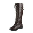 thumbnail image 2 of YUNAFFT Women's Boots Clearance, Women's Shoes Laceing Hasp Low Heel Zipper Fashion Leather High Knight, 2 of 7