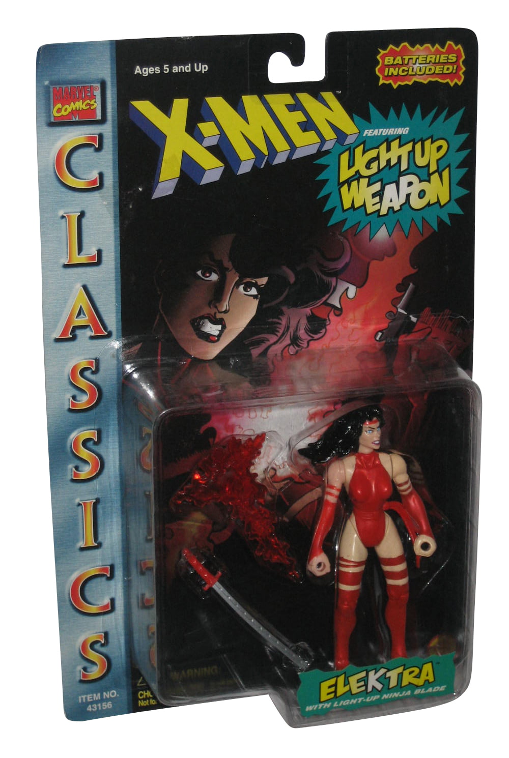 1996 MARVEL X-MEN ACTION FIGURE CLASSICS "ELEKTRA" with Light up Weapon 