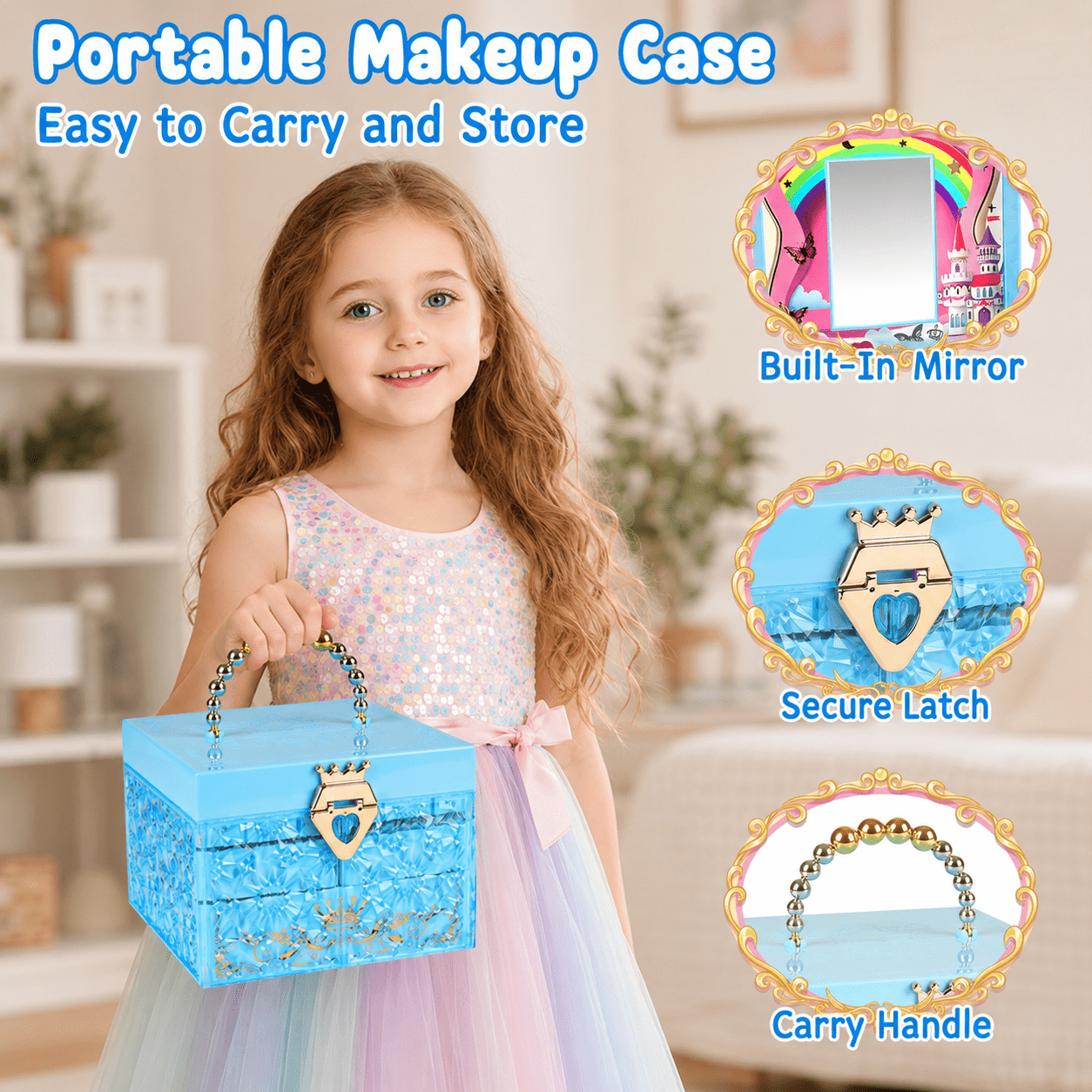 UQN Kids Makeup Kit, Washable Frozen Makeup Toys, 46PCS Set
