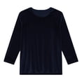 thumbnail image 4 of Women's 3/4 Sleeve Velvet Shirts Round Neck Gold Velvet Elegant Casual Holiday Blouses, 4 of 6