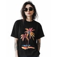 thumbnail image 2 of Beach Palm Tree Womens Tshirt Graphic Tees Cotton Crew Neck T-Shirts, Casual Short Sleeve Shirts for Women Teen Girl Watercolor Style, 2 of 3