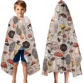 thumbnail image 3 of Brown Mushroom Line Light Pattern Hooded Bath Towel，60"x35" for Ages 3 To 12 Kids, Quick Dry Lightweight Soft Microfiber Hood Beach Towel Cover Up for Kids, 3 of 7