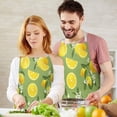 thumbnail image 3 of Yellow Lemon Fruit Flowers Green Pattern Apron-Garden Aprons for Women with Pockets-Cotton Linen Waterproof Kitchen Cooking Gardening Aprons Adjustable for Kitchen,Cooking,BBQ and Salon 33x27 Inch, 3 of 7