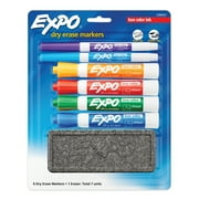 Expo Low Odor Dry Erase Markers, Chisel and Fine Tip, Assorted Colors, Eraser, 7 Piece Set