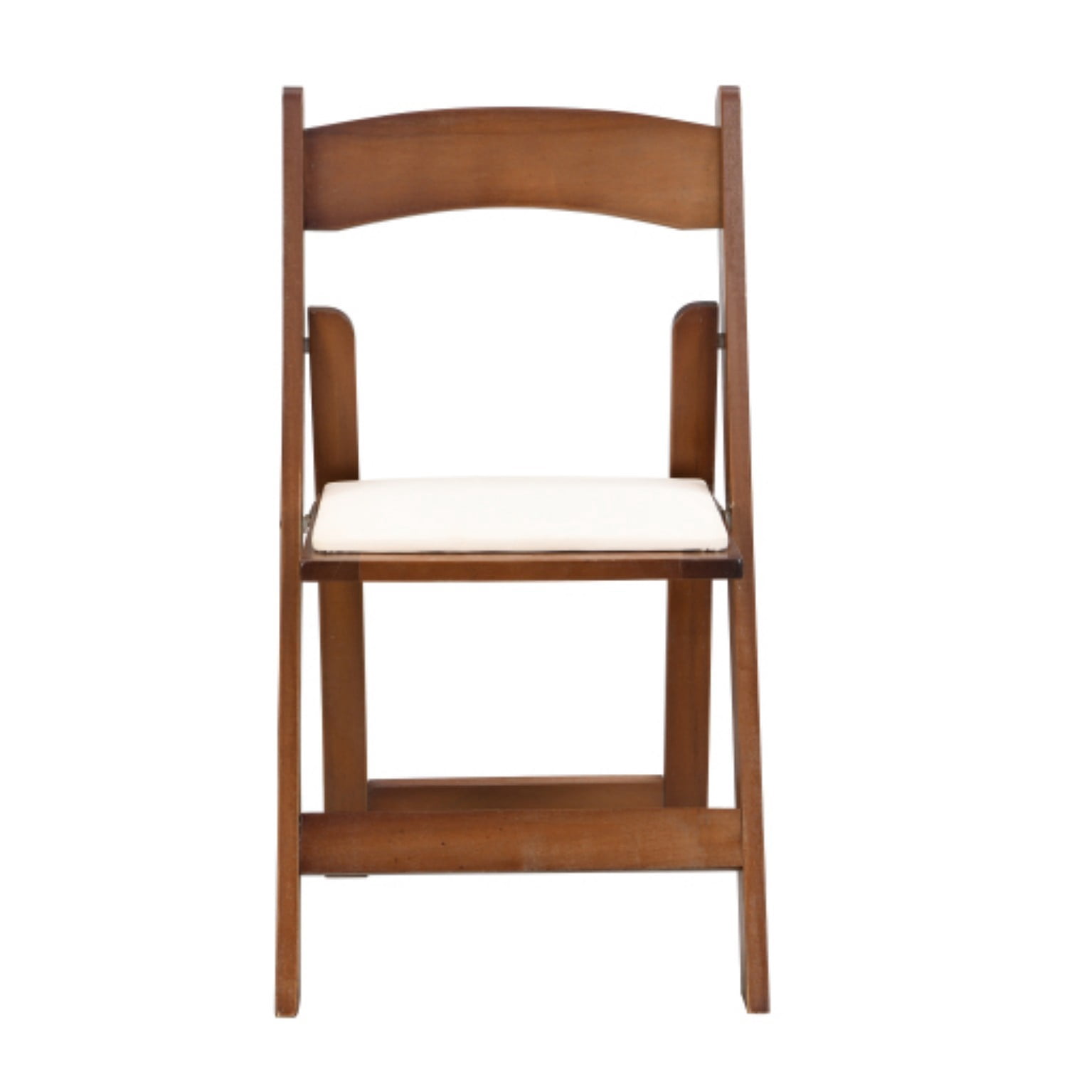 Folding Chairs Set of 4, Upholstered Folding Dining Chairs with Solid Wood Frame, PU Leather Cushion, Space-Saving Portable Chairs, Beige & Walnut