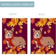 thumbnail image 4 of Fall Dog House Flag Double Sided Autumn Thanksgiving Maple Leaves Orange Burlap Yard Outdoor Decor 28 x 40 Inches Cute Pet Dog Corgi Wearing Scarf Outside Garden Banner, 4 of 5