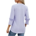 thumbnail image 4 of qolati Women's 3/4 Sleeve Blouses 2024 Summer V Neck Tunic Tops Eyelet Ruffled Loose Fit Casual Work Shirts for Women, 4 of 6