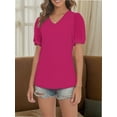 thumbnail image 3 of Womens Summer Tops Short Sleeve V Neck T Shirts Swiss Dot Puff Sleeve Tops Loose Casual Tshirts, 3 of 5