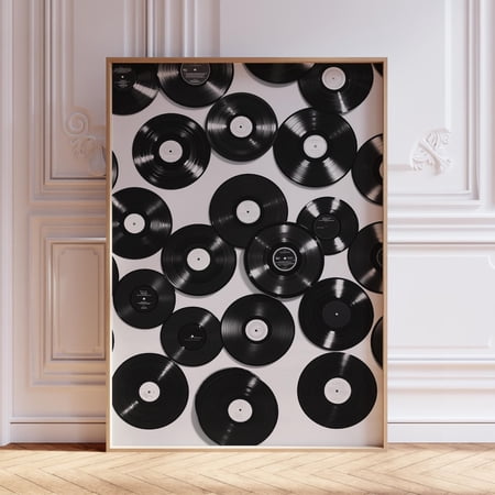Retro Record Modern Music Black And White Vinyl Record 80s Living Room Bedroom Office Decor Modern Wall Decor Unframed Paper Print