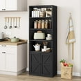 thumbnail image 5 of Bookcase with Doors Industrial Bookshelf 11.8in Depth Display Storage Shelves 71.4in Tall Farmhouse Bookcases Wooden 6 Shelf Bookshelvels for Bedroom, Living Room, Home Office, 5 of 8