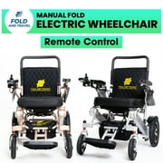 Fold And Travel Lightweight Foldable Remote Control Portable Electric Power Wheelchair - Gold Frame, Black Seat
