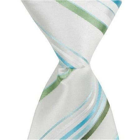 

Matching Tie Guy 4177 W3 - 11 in. Zipper Necktie - White W & Blue & Green Stripes- 24 Month to 4T