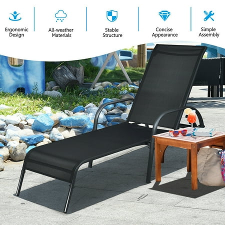 Goplus Patio Chaise Lounge Outdoor Folding Recliner Chair W Adjustable Backrest Black Canada Goplus Patio Chaise Lounge Outdoor, Outdoor Folding Recliner Chairs Uk